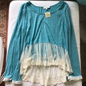 NWT Altar’d State Top with High Low Lace Bottom